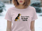 Pink t-shirt with Beagle graphic and text "Sorry I Can't. My Beagle Said No."