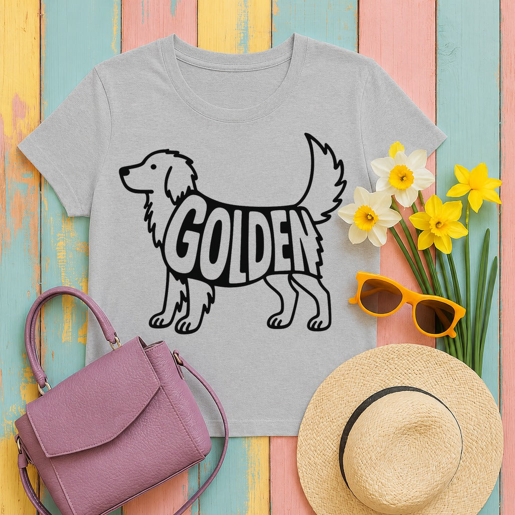 Golden Retriever Silhouette T-Shirt in Sport Grey