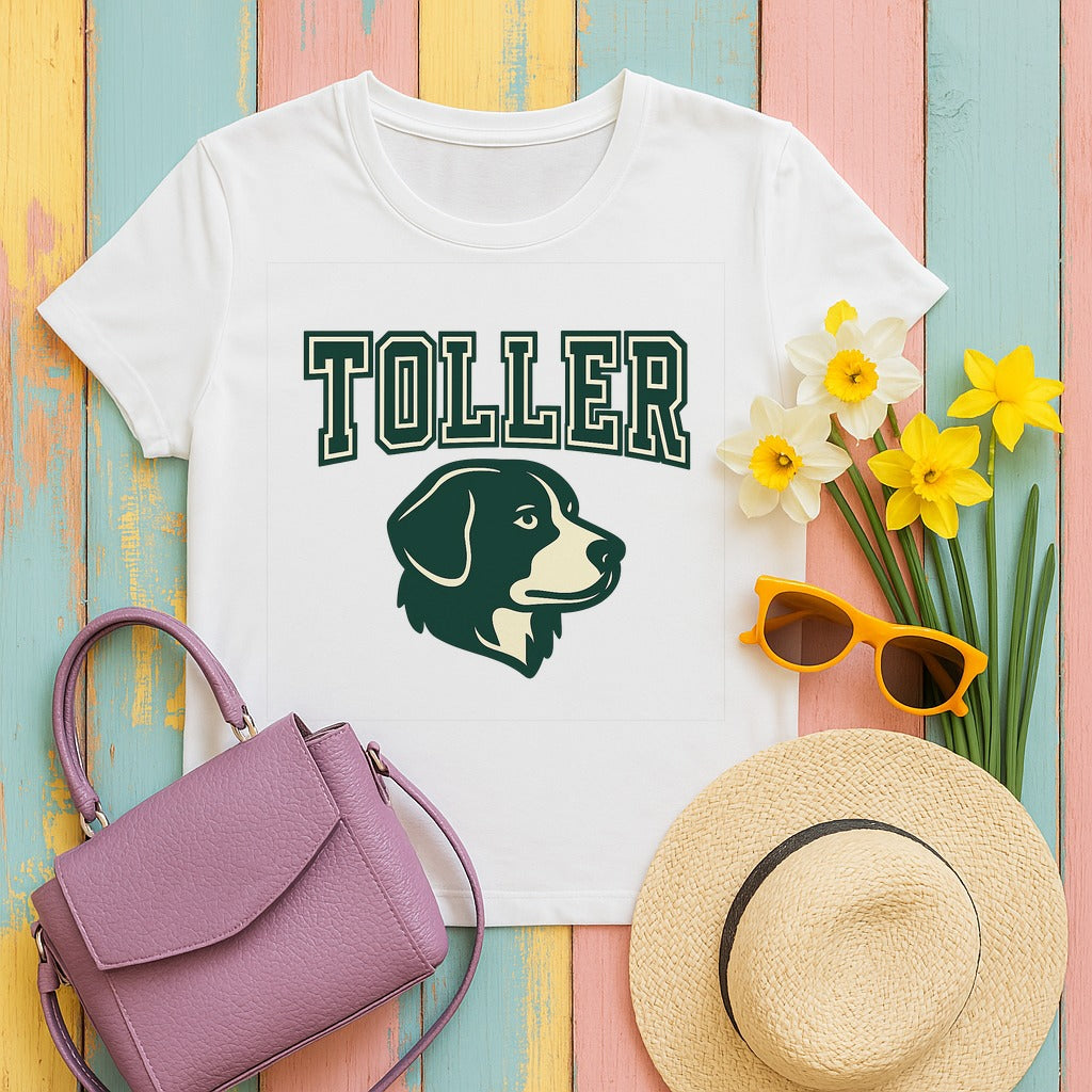 Nova Scotia Duck Tolling Retriever Toller Varsity T-shirt in White