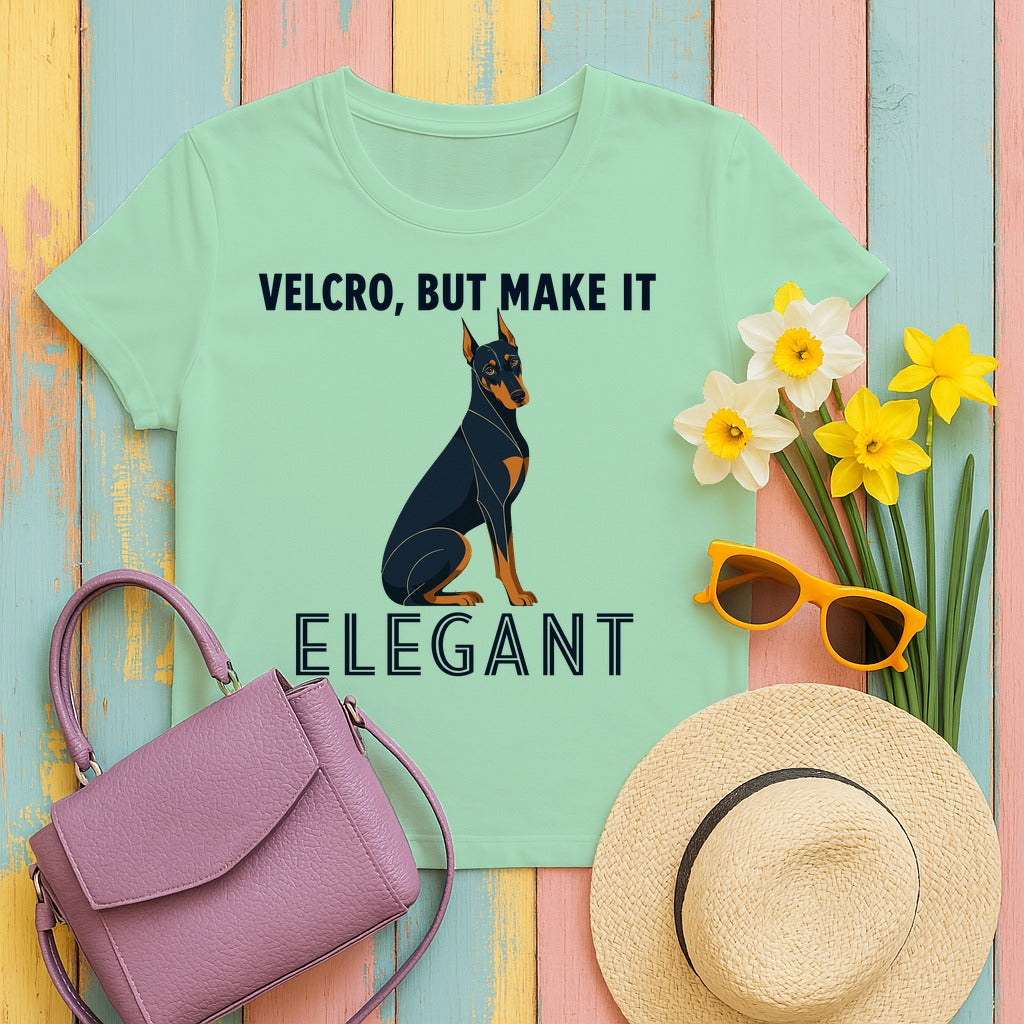Velcro, But Elegant Doberman T-Shirt in Mint Green