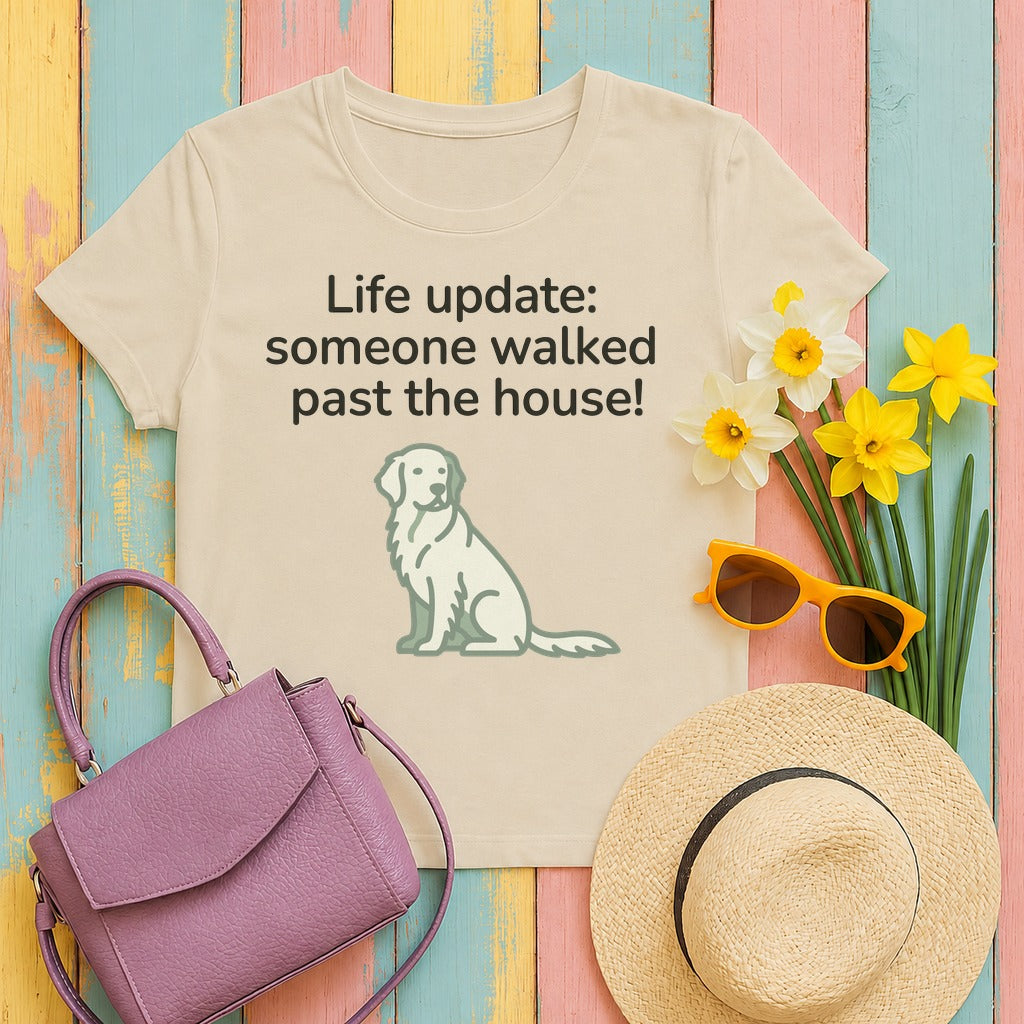 The Vigilant Pup's Daily Briefing T-Shirt in Sand