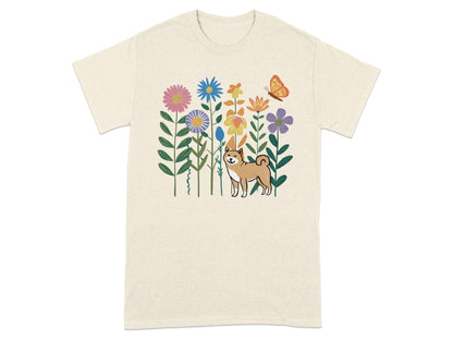 Floral Garden with Shiba Inu Dog T-Shirt product type