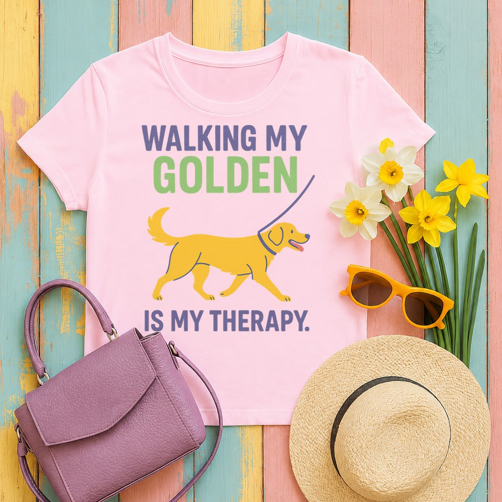 Walking My Golden T-Shirt in Light Pink