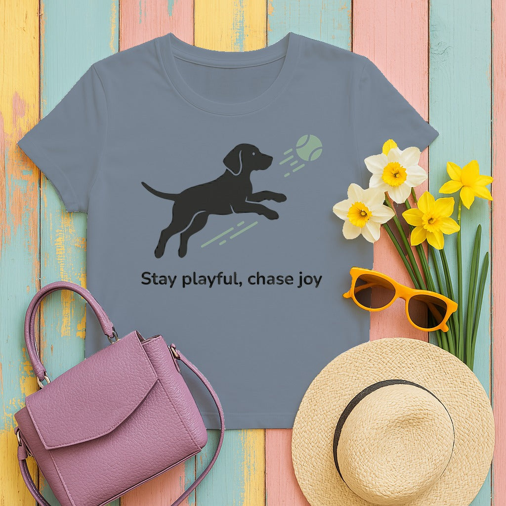 Stay Playful Vizsla T-Shirt in Blue Jean