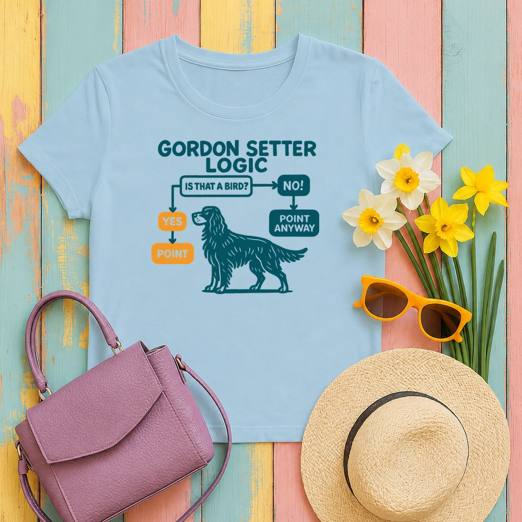 Gordon Setter Logic Flowchart T-Shirt in Light Blue