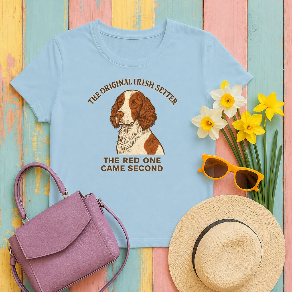 Irish Red and White Setter The Original Irish Setter Tee in Light Blue