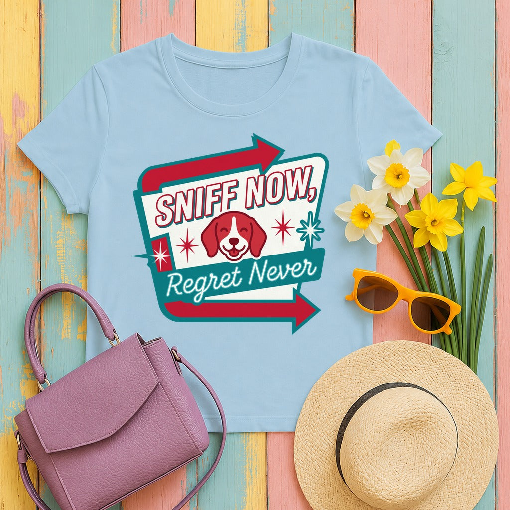 Sniff Now, Regret Never Retro Beagle T-Shirt in Light Blue