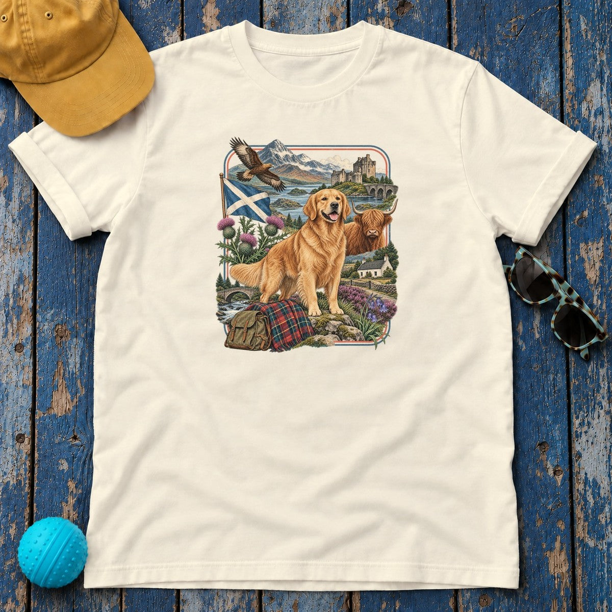 Golden Retriever Scotland Heritage T-Shirt in Natural