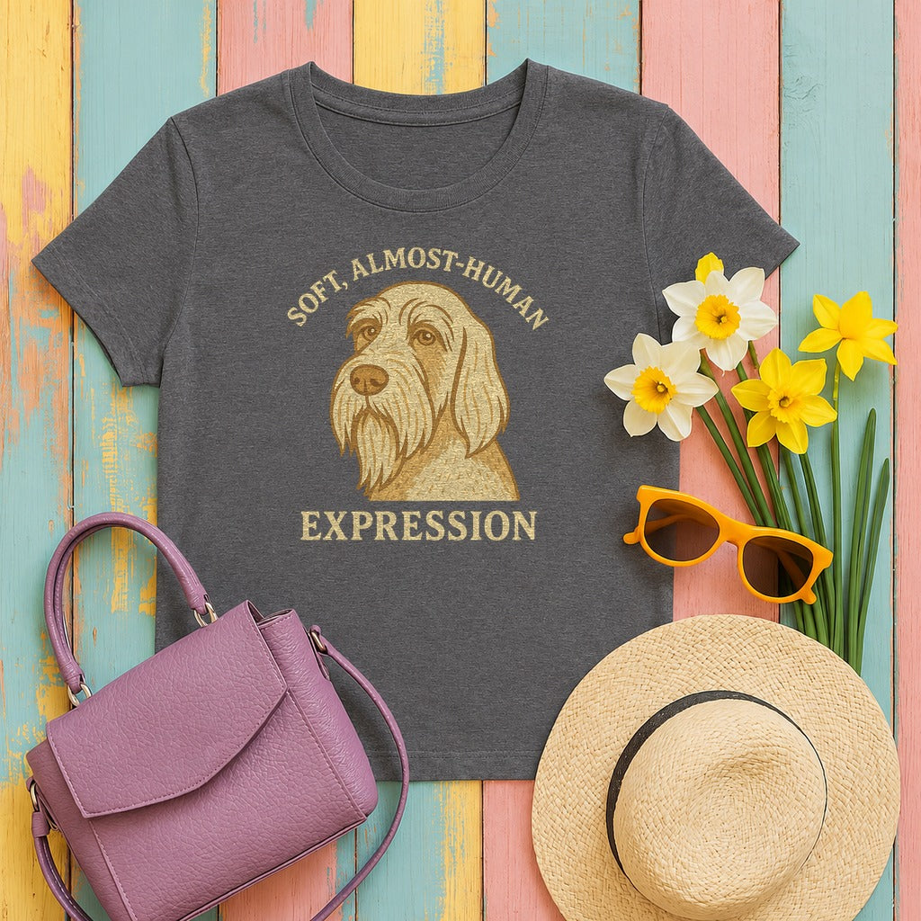 Spinone Italiano Soft Almost-Human Expression Tee in Dark Grey Heather