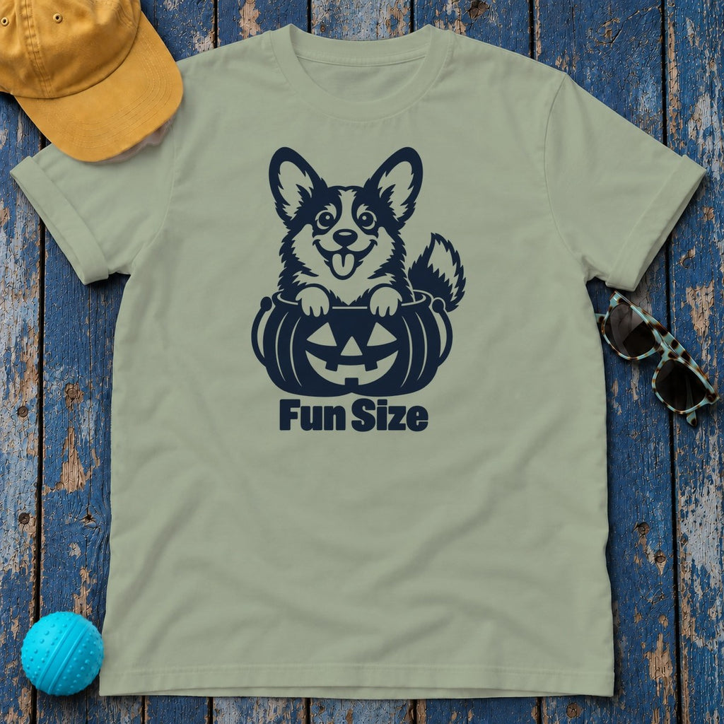 Fun Size Corgi Halloween T-Shirt — Sage