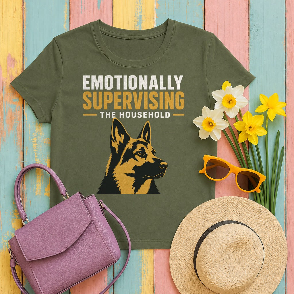Supervising German Shepherd T-Shirt in Military Green