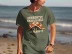 Olive t-shirt with "Currently Unavailable See Blanket" and a dachshund under a blanket.