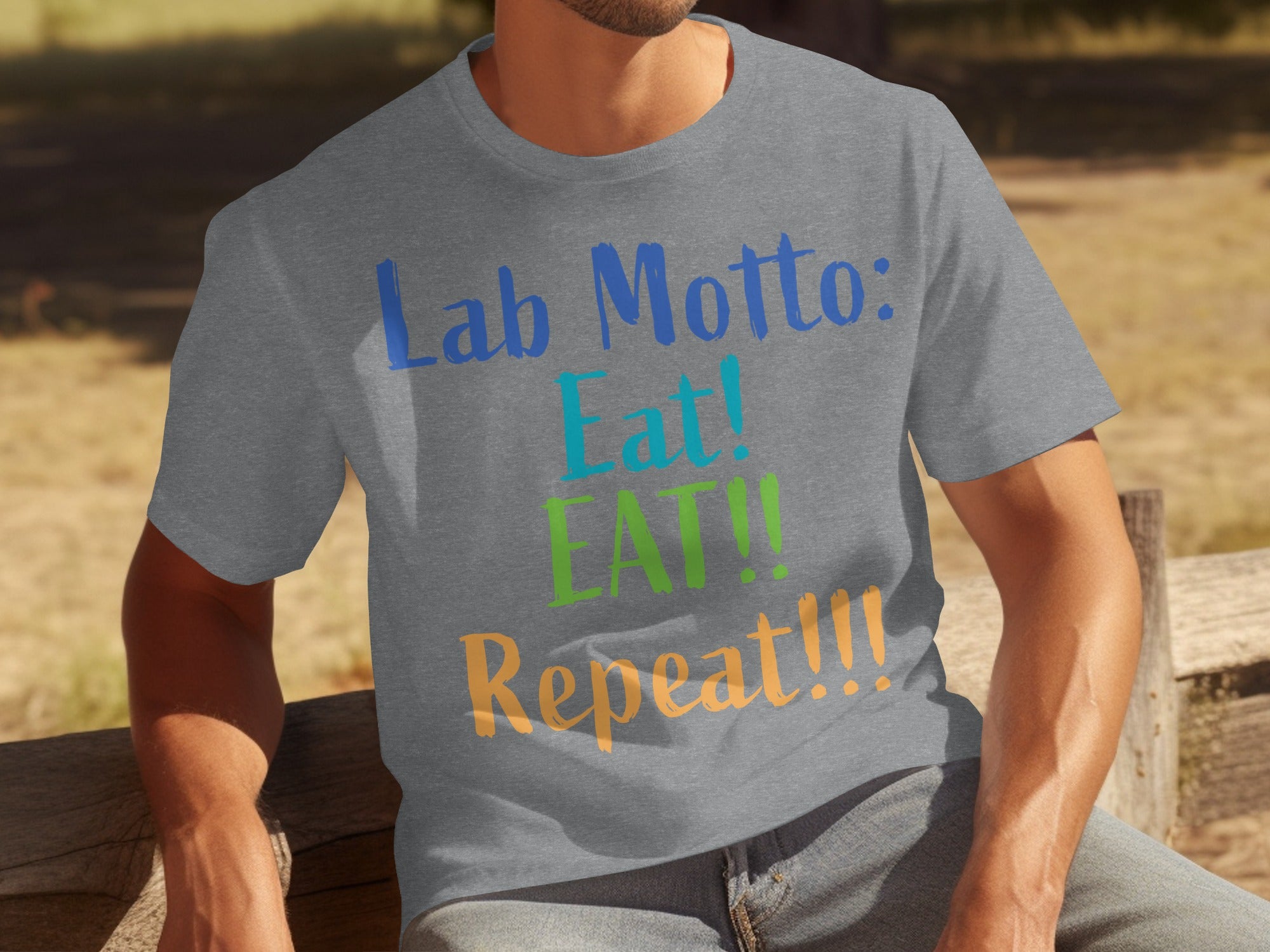 Lab Motto Eat EAT Repeat Funny Motivational T-shirt