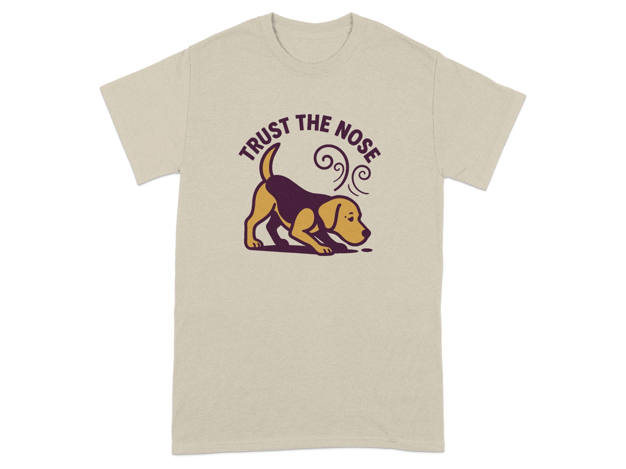 T-shirt with a beagle sniffing the ground and the text "Trust the Nose."