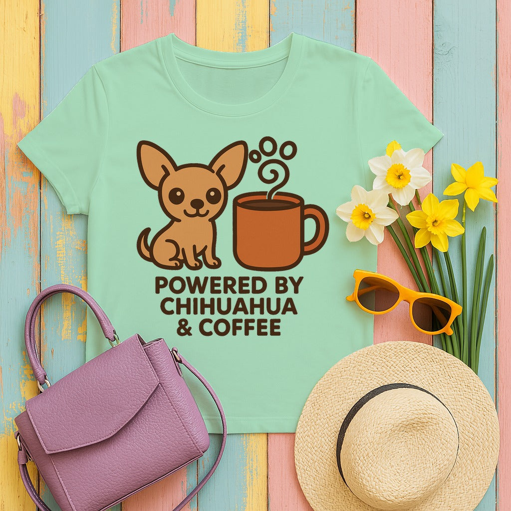 The Daily Fuel Chihuahua & Coffee T-Shirt in Mint Green