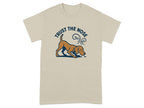 Tan t-shirt with a brown dog sniffing the ground and text "TRUST THE NOSE".