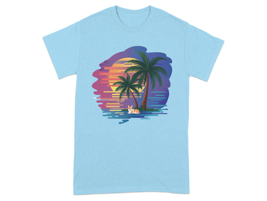 Sunset Palm Trees with Beach Scene T-shirt product type