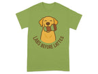 Green Labs Before Lattes Cute Dog Graphic T-Shirt