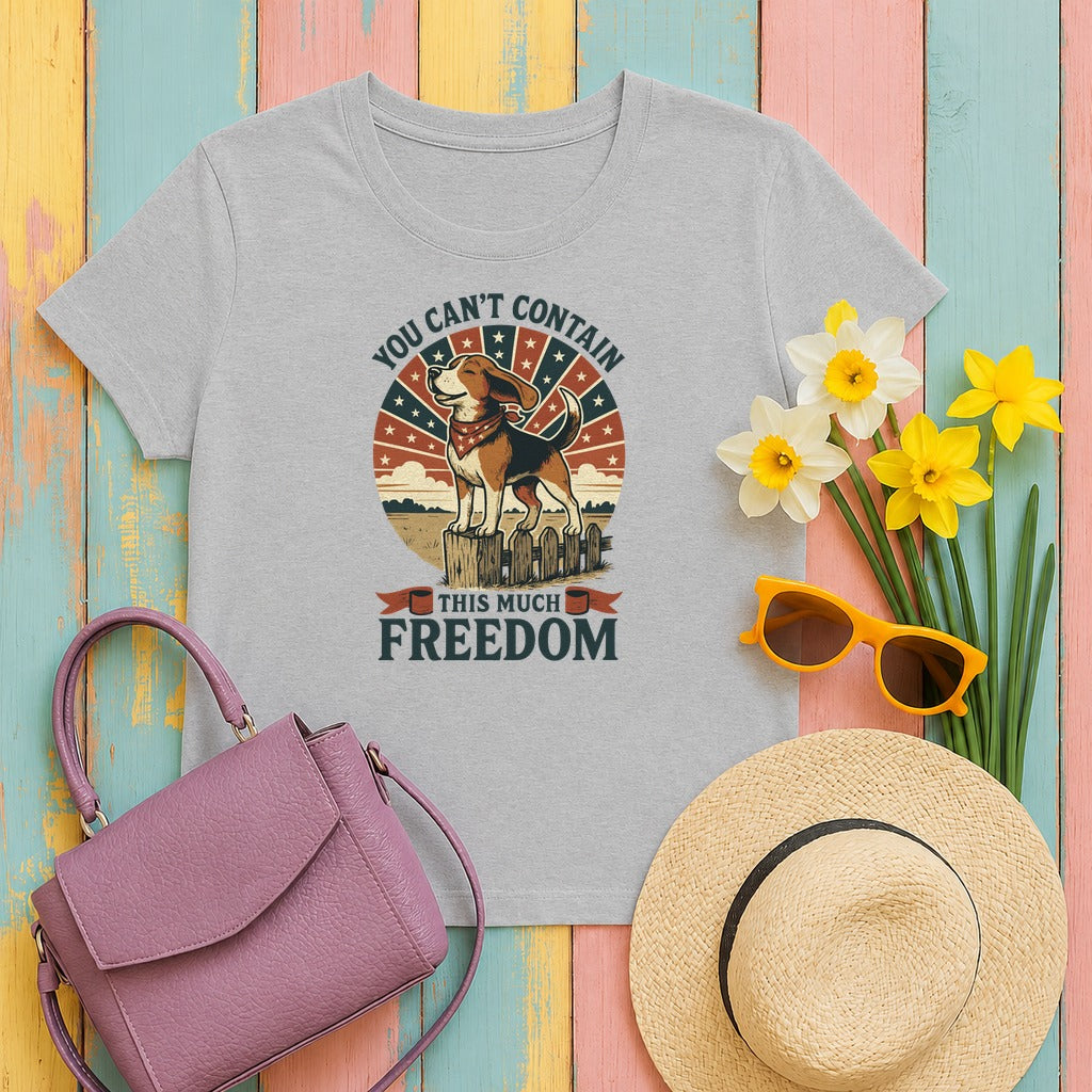 You Can't Contain This Much Freedom Beagle T-Shirt in Sport Grey