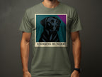 Black Labrador portrait with "ENDLESS HUNGER" text on a khaki inset.
