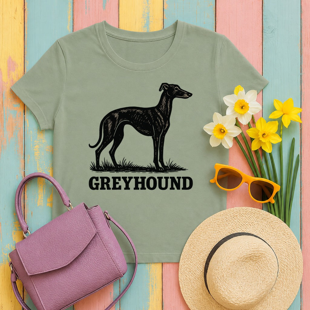 Greyhound Silhouette Tee in Sage