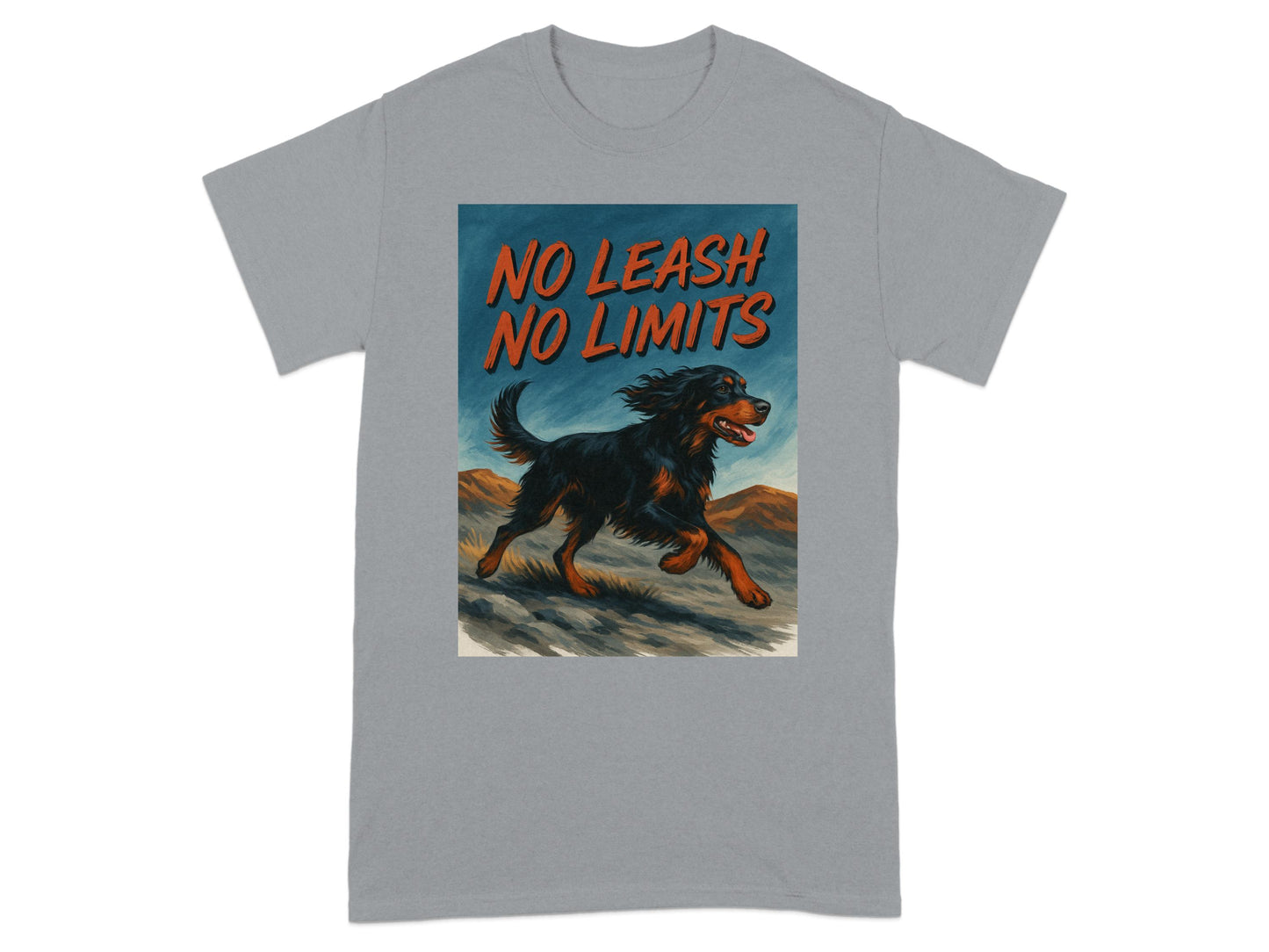 No Leash No Limits Running Dog Art T-Shirt product type