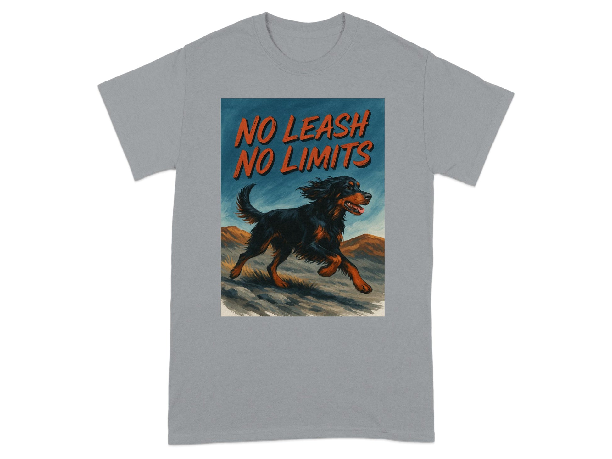No Leash No Limits Running Dog Art T-Shirt product type