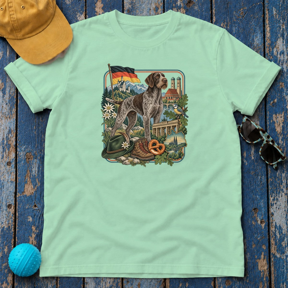 German Wirehaired Pointer Germany Heritage T-Shirt in Mint