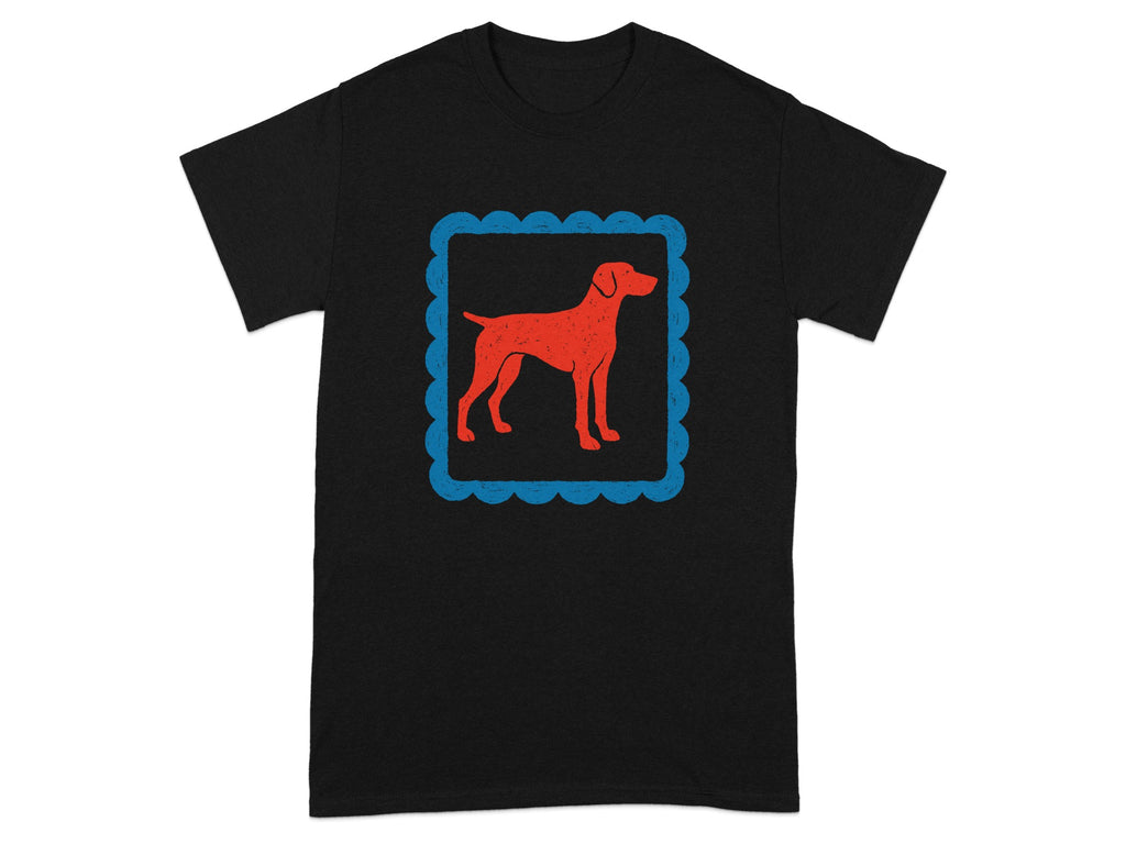 Red Dog Graphic with Blue Framing T-shirt