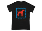 Red Dog Graphic with Blue Framing T-shirt