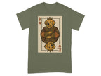 T-shirt with King of Hearts playing card featuring a Golden Retriever's head.