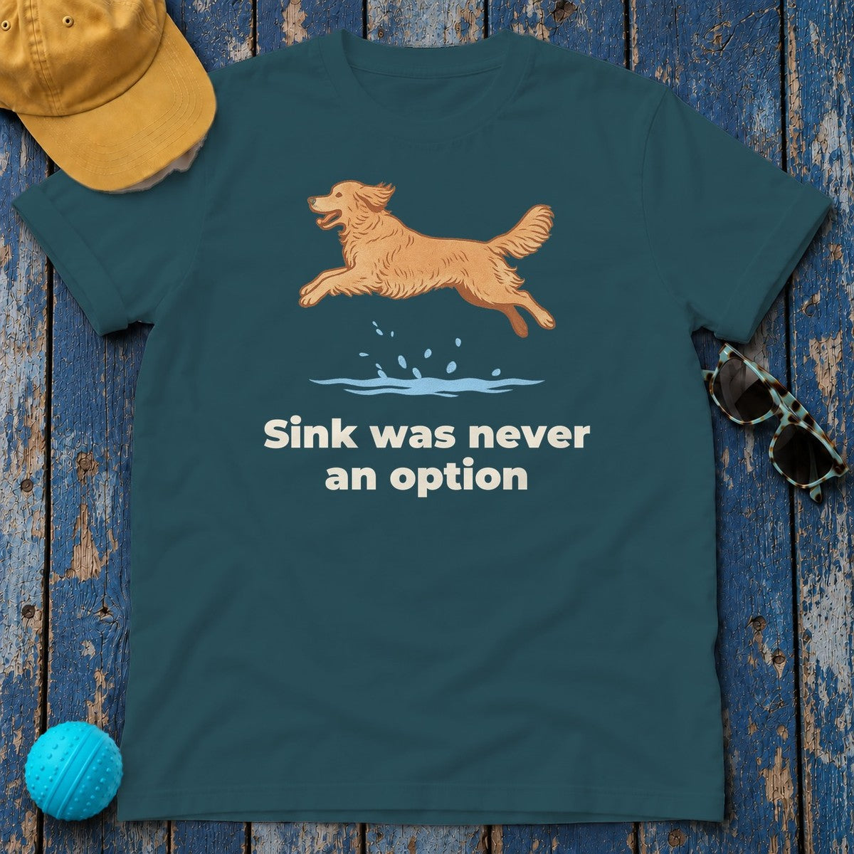 Golden Retriever Sink Was Never An Option Tee in Heather Deep Teal