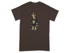 Grumpy Dog Cartoon Graphic on Brown T-Shirt Product