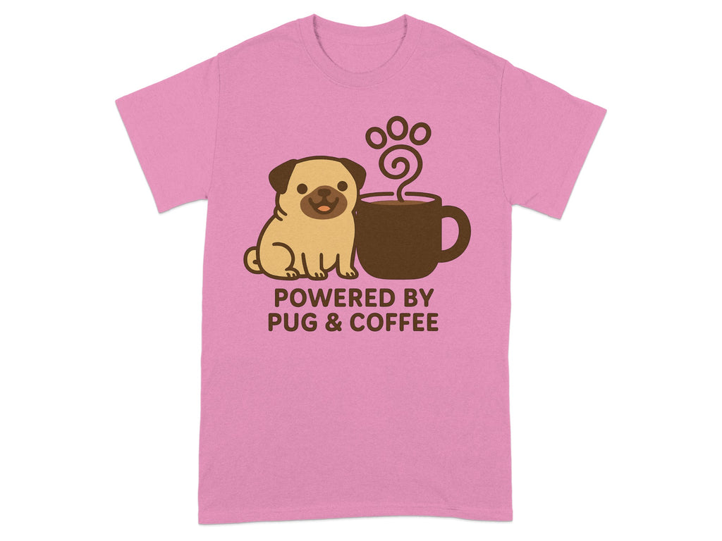 Powered by Pug and Coffee Funny Graphic T-shirt