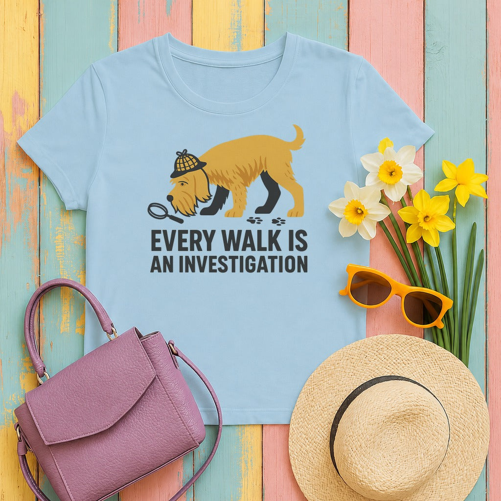 Spinone Italiano Every Walk Is an Investigation Tee in Light Blue
