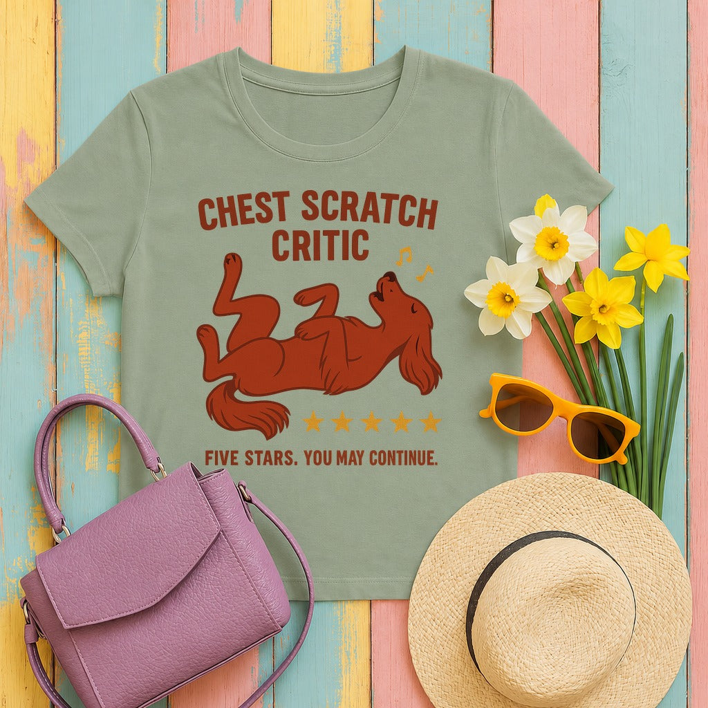 Irish Setter Chest Scratch Critic T-shirt in Sage