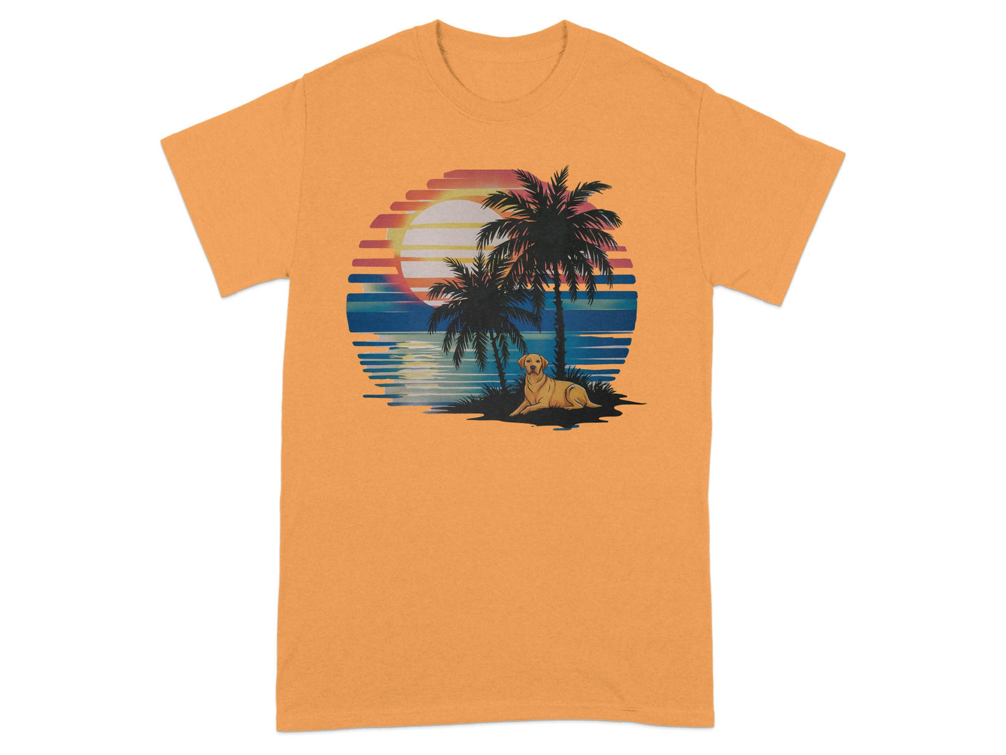 Retro Sunset Labrador and Palm Trees T-Shirt product type
