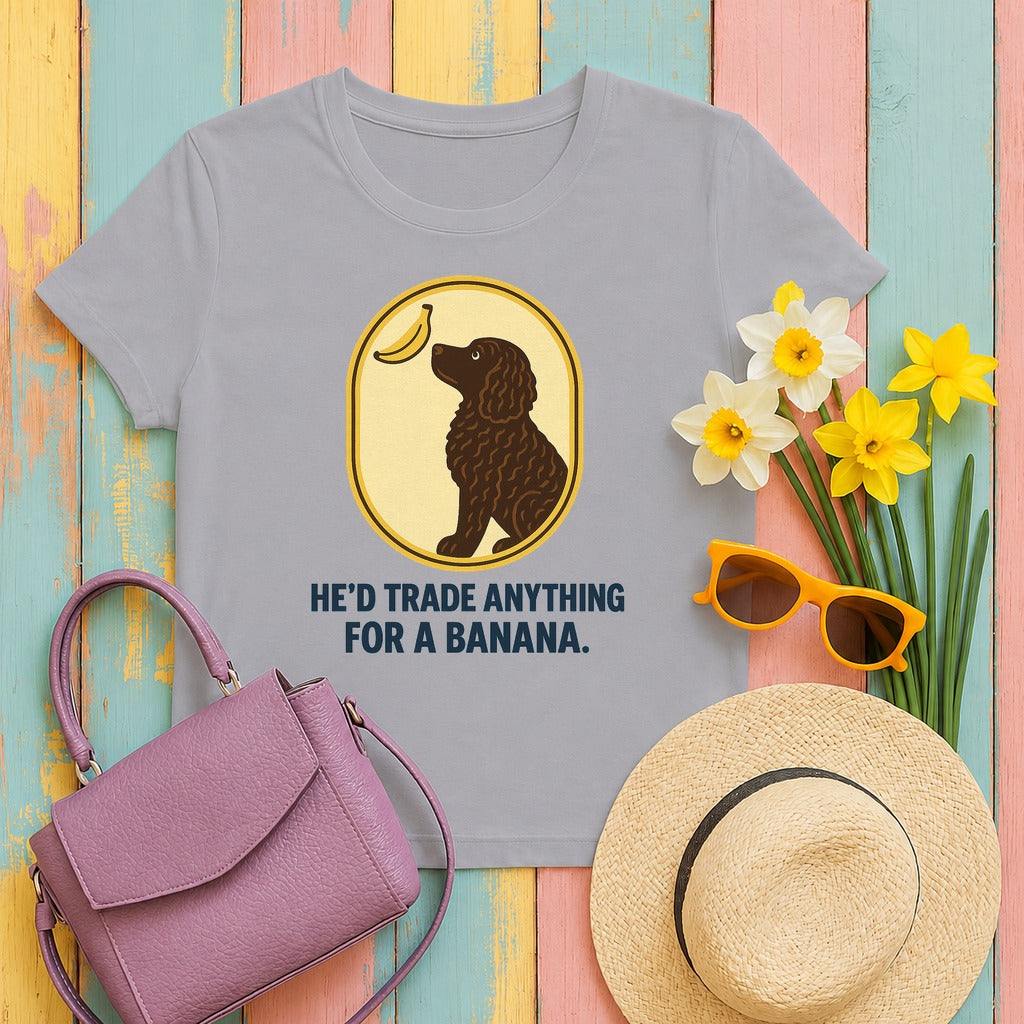 American Water Spaniel He'd Trade Anything For A Banana Tee in Athletic Heather