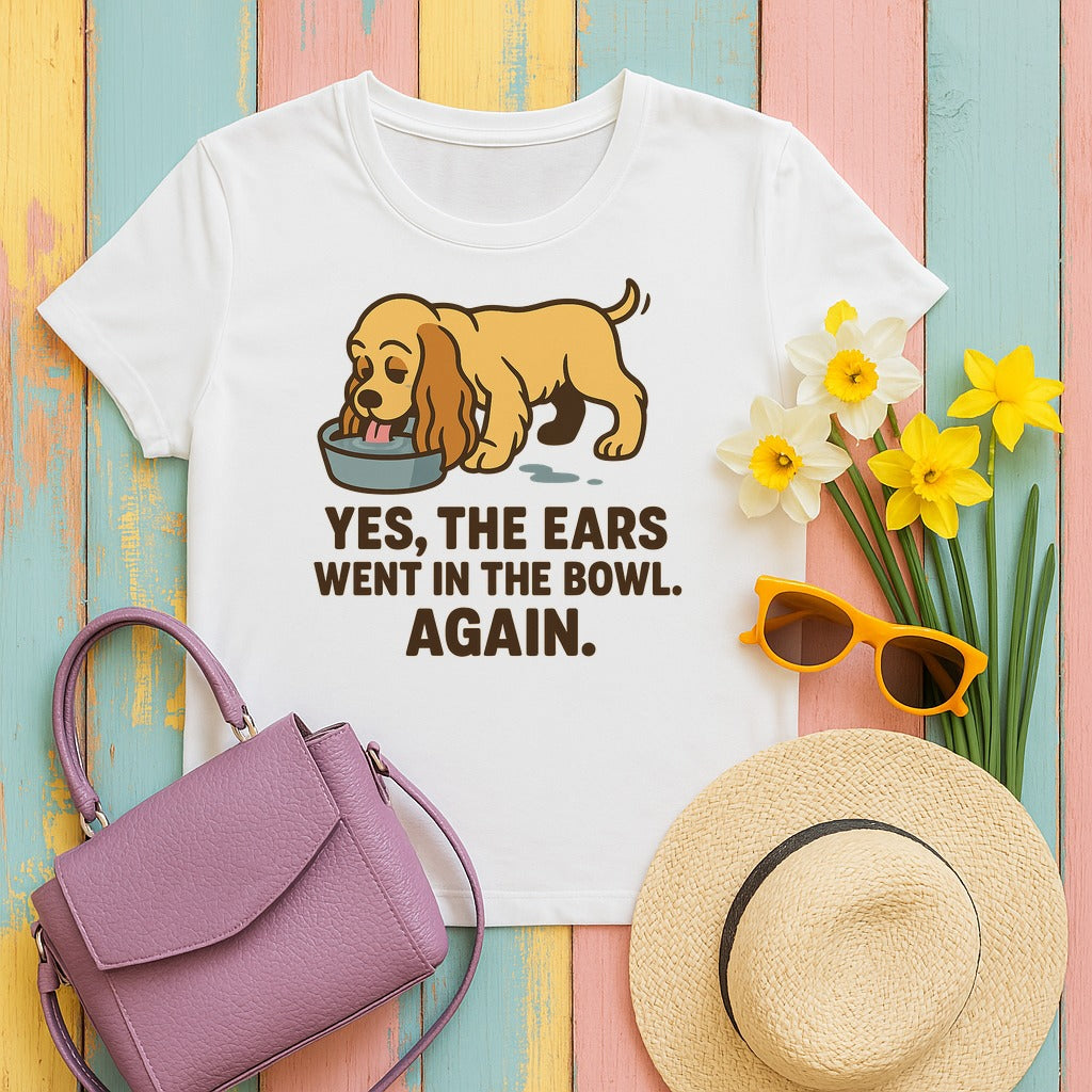 Cocker Ears in the Bowl Tee in White