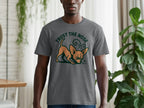 Grey t-shirt with a cartoon chihuahua sniffing the ground and "Trust the Nose" text.