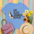 Beagle Eat Sleep Zoomies Repeat T-Shirt in Carolina Blue