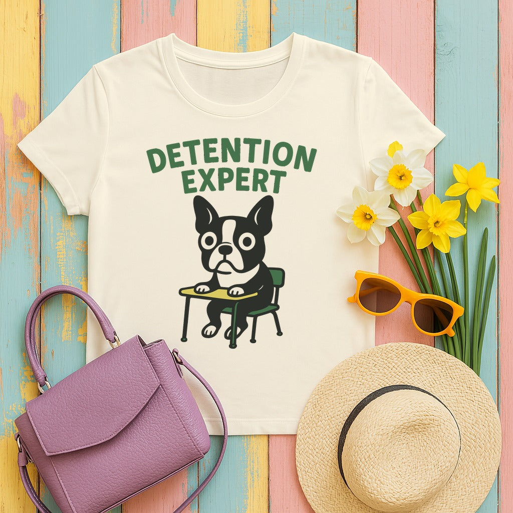 Detention Expert Boston Terrier T-Shirt in Natural