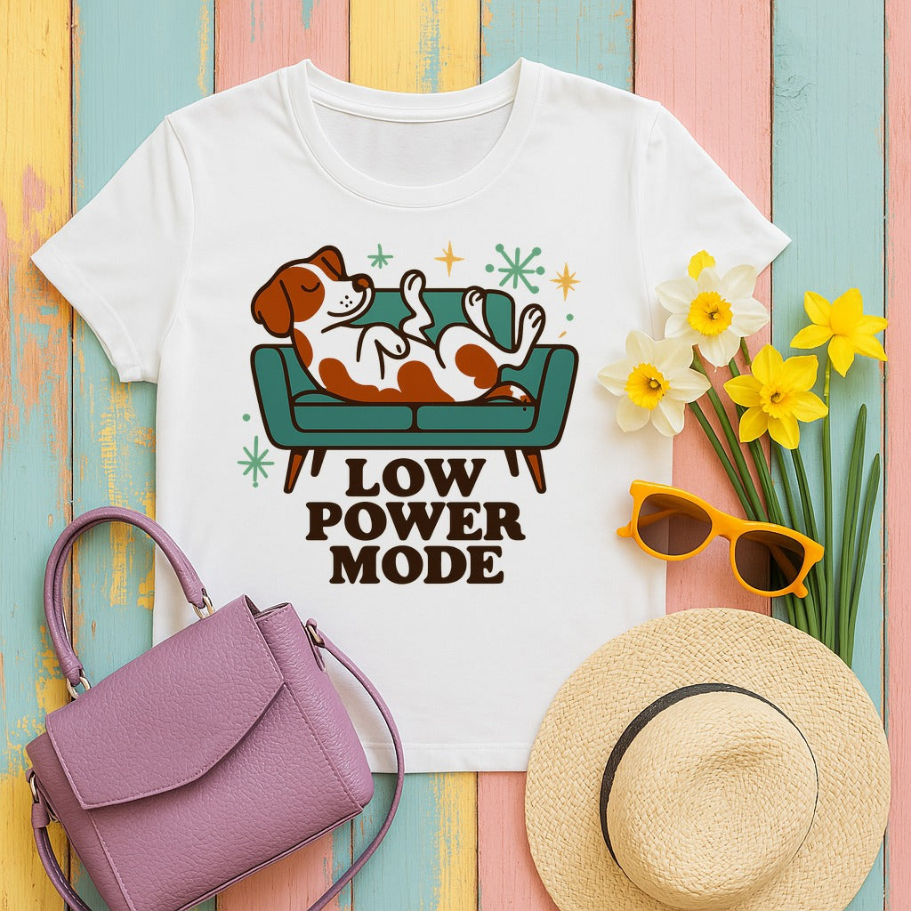 Brittany Spaniel Low Power Mode T-shirt in White