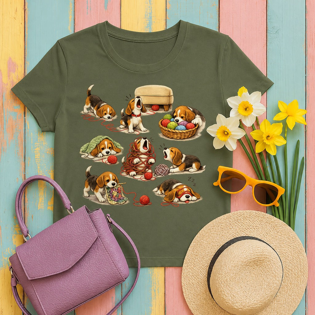 Beagle Yarn Playtime T-Shirt in Military Green