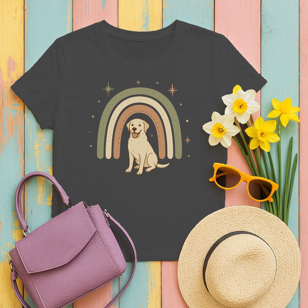 Labrador Retriever With Rainbow Graphic Novelty T-Shirt in Dark Heather