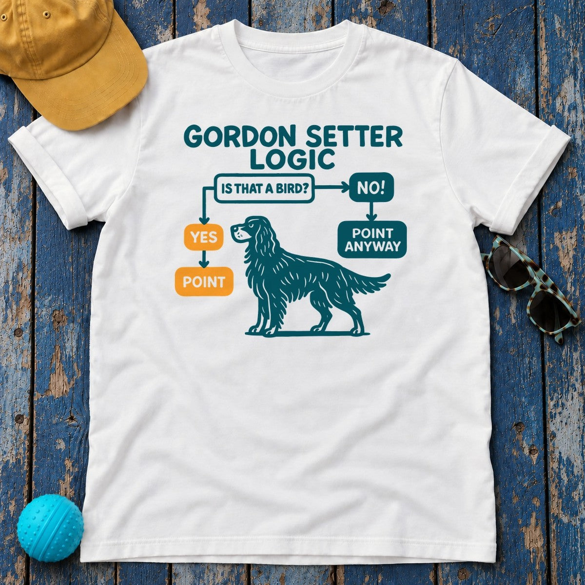 Gordon Setter Logic Flowchart T-Shirt in White