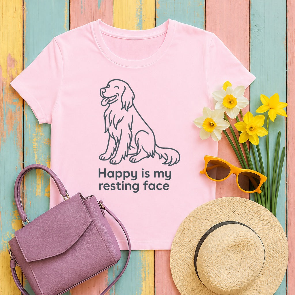 Happy Is My Resting Face - Funny Gordon Setter T-shirt in Light Pink