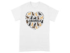 White t-shirt with heart-shaped dog print and "LABAHOLIC" text.