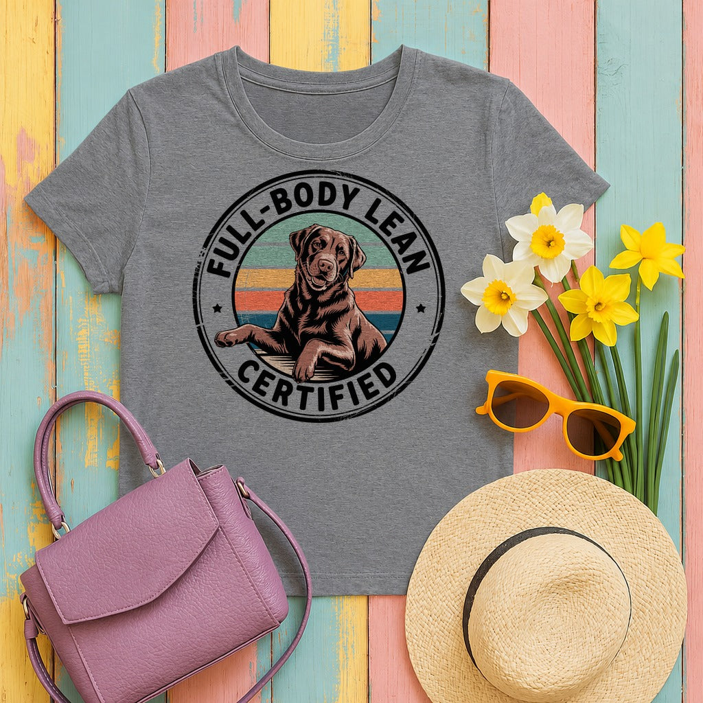 Full Body Lean Certified Chocolate Labrador Retriever T-Shirt in Graphite Heather