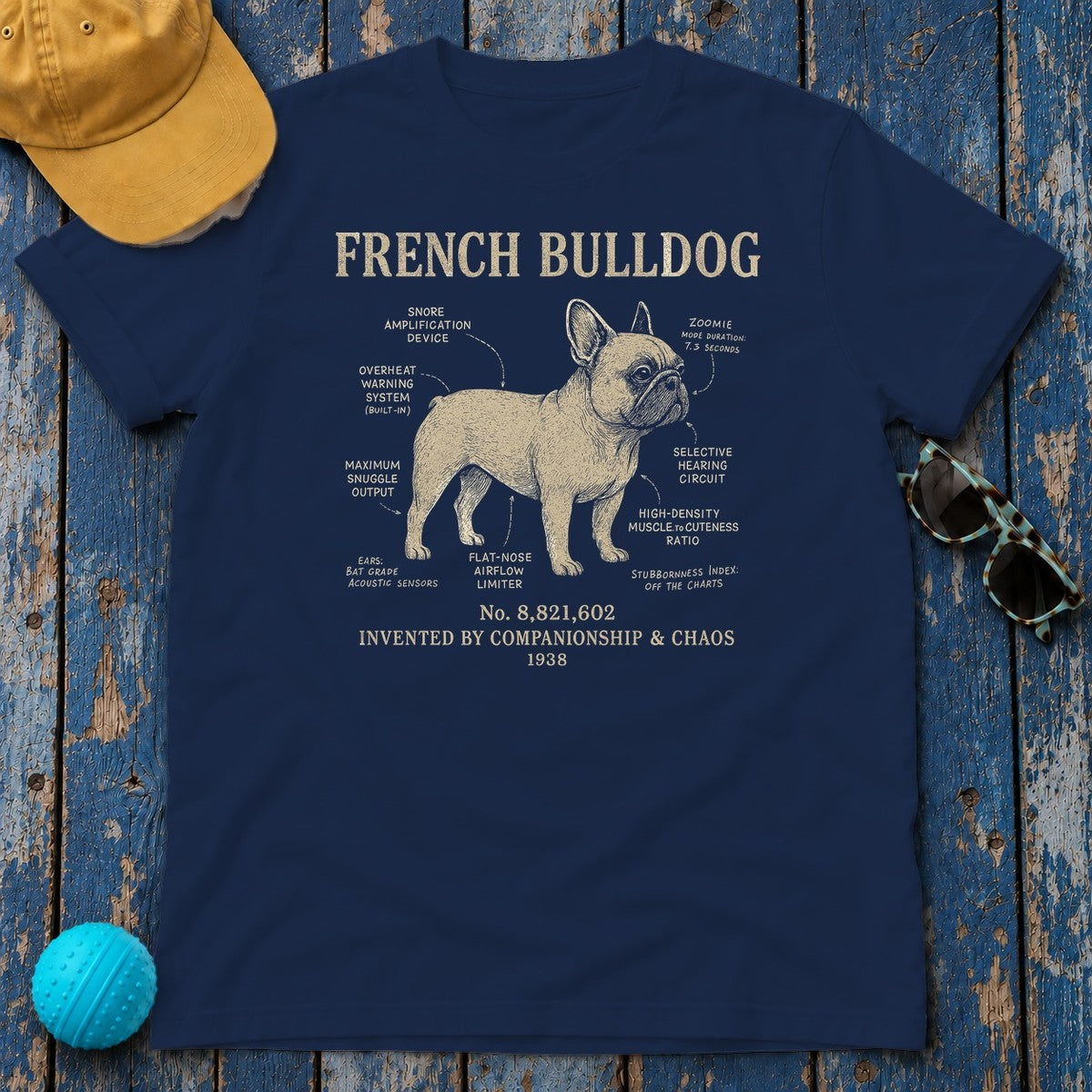 French Bulldog Anatomy T-Shirt in Navy